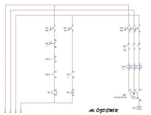 Motor kesik alıştırma eplan devresi